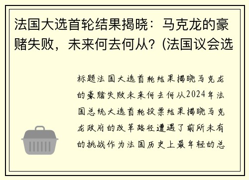 法国大选首轮结果揭晓：马克龙的豪赌失败，未来何去何从？(法国议会选举马克龙政党大胜几无悬念 对手只求少输)